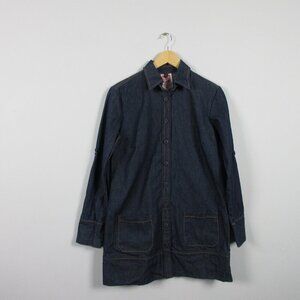WE-AR it Denim Shirt Shacket S Blue 100% Cotton Button Up Pockets Casual 576